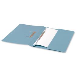 5 Star Office Transfer Spring Pocket File Recycled 285gsm Capacity 38mm Foolscap Blue [Pack 25]