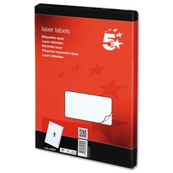 5 Star Office White 5 Star Laser Labels 1 Per Sheet [100 Sheet] - 423857