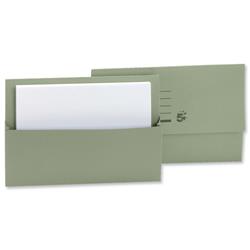 5 Star Office Document Wallet Half Flap 250gsm Recycled Capacity 32mm Foolscap Green [Pack 50]