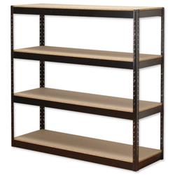 Influx Archive Shelving Unit Heavy-duty Boltless 4 Shelves Capacity 4x 100kg W1320xD450xH1315mm Black