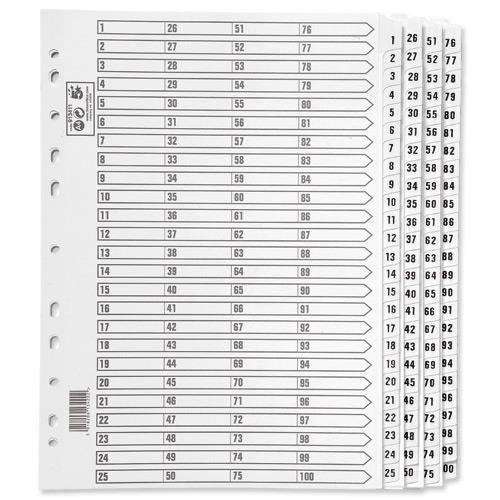 5 Star Office Index 150gsm Card with Mylar Tabs 1-100 A4 White - 913411 ...