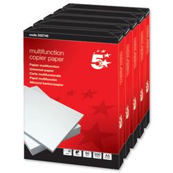 5 Star Office Copier Paper Multifunctional Ream-Wrapped 80gsm A4 White - 5 x 500 Sheets