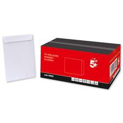 5 Star Office Envelopes Pocket Peel and Seal 100gsm White C4 [Pack 250]