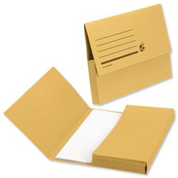 5 Star Office Document Wallet Half Flap 285gsm Recycled Capacity 32mm A4 Yellow [Pack 50]