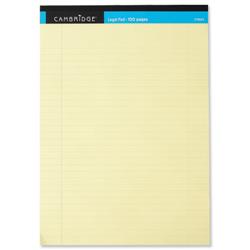 Cambridge Legal Pad Perforated Tear-off Feint Ruled with Margin 100pp A4 Yellow Ref 100080179 - Pack 10