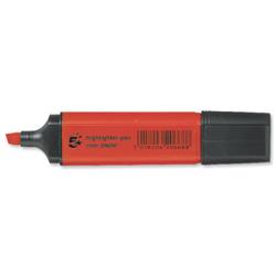 5 Star Office Highlighters Chisel Tip 1-5mm Line Red [Pack 12]