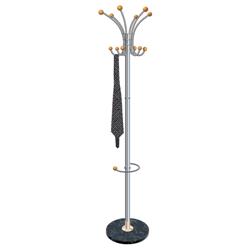5 Star Facilities Coat Stand with Umbrella Holder 6 Pegs 6 Hooks Base 380mm Height 780mm Grey/Wood