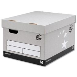 5 Star Facilities Storage Box Quick-assembly Extra Large Grey [Pack 10]