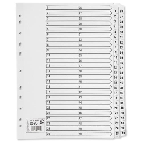 5 Star Office Index 150gsm Card with Mylar Tabs 1-50 A4 White - 913403 ...