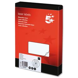 5 Star Office Multipurpose Labels Laser 21 per Sheet 63.5x38.1mm