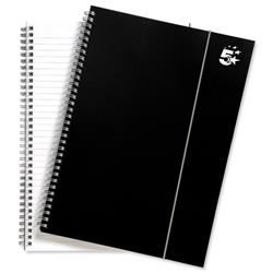 5 Star Office Black Notebook Wirebound Elasticated A4 Pack 6