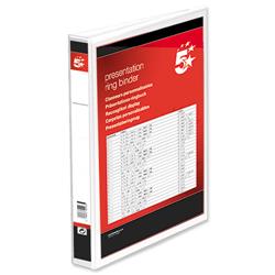 5 Star Office Presentation Ring Binder Polypropylene 4 D-Ring 38mm Size A4 White [Pack 10]
