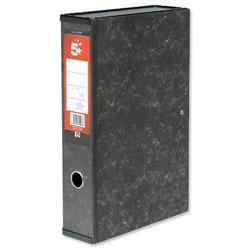 5 Star Office Box File 75mm Spine Lock Spring Foolscap Marbled - Pack 10