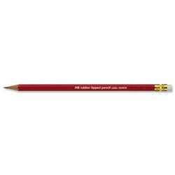 5 Star Office Red Pencil With Eraser Hb Barrel [Pack 12]
