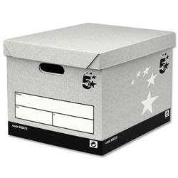 5 Star Facilities Storage Box Self-Assembly Grey [Pack 10]