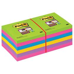 Post-it Super Sticky Removable Notes Pad 90 Sheets 76x76mm Ultra Assorted Ref 654-12SSUC - Pack 12