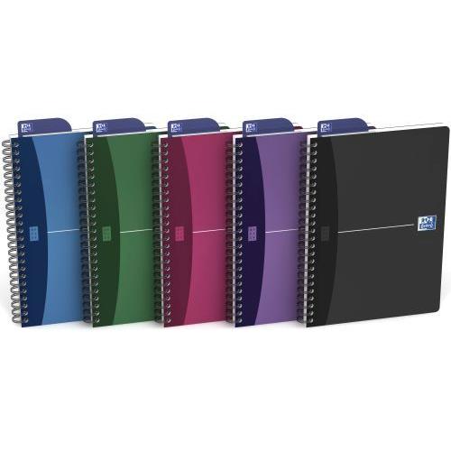 100101300 Oxford Office Notebook Wirebound Polypropylene A5 Random Colour 5 Pack