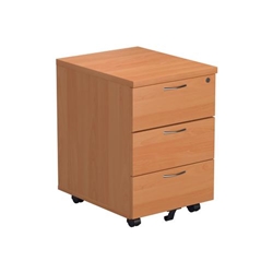 First 3 Drawer Mobile Pedestal 400x500x595mm Beech 2 KF79991