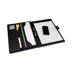 Monolith Leather Look Conference Folder PU With A4 Pad Black 2900