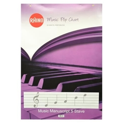 Rhino music Flip Chart Perforated Head Ruled 5 Stave A1 30 Leaves Pack of 5 REMFC 3P