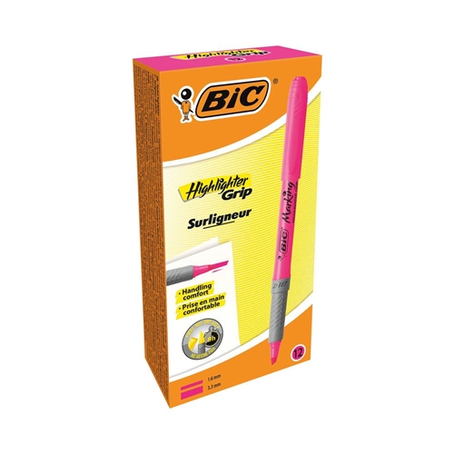BIC Highlighter Grip Pink (Box of 12) 811934 811934