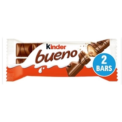 Kinder Bueno Milk Chocolate and Hazelnuts Single Bar 2 Finger x 21.5g (43g) (S)