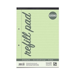 Rhino Refill Pad Printed A4 F8M Green 50 Leaves HAGFM 3P
