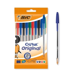 Bic Cristal Medium Ballpoint Pens Medium Assorted (10 Pack)