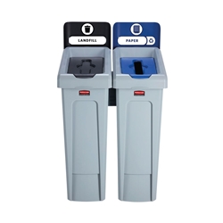 Rubbermaid Slim Jim Recycling Station 2 Stream Black/Blue 2057605