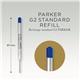 Parker Quink Flow Ballpoint Refill for Ballpoint Pens Medium Blue (Pack 2) - 1950373