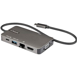 StarTech.com USB C Multiport Adapter USB C to 4K 30Hz HDMI or 1080p VGA Mini Dock with 100W Power Delivery Passthrough 3 Port Hub