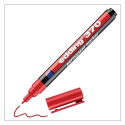 edding 370 Permanent Marker Bullet Tip 1mm Line Red (Pack 10) - 4-370002
