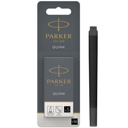 Parker Quink Long Ink Refill Cartridge for Fountain Pens Black (Pack 10) - 1950206