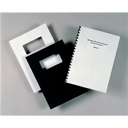 GBC Binding Cover Leathergrain Window/Plain A4 250gsm Black 25 Pairs (Pack 50) 46705E