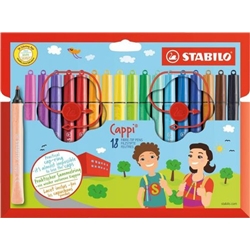 STABILO Cappi Felt Tip Pen with Cap Ring Assorted Colours (Wallet 18) - 168/18-4