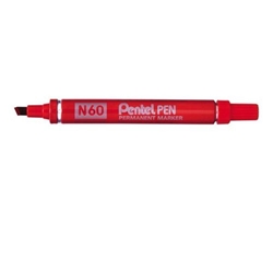 Pentel N60 Permanent Marker Chisel Tip 3.9-5.7mm Line Red (Pack 12) - N60-B