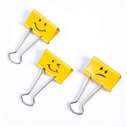 Rapesco Foldback Clip 19mm Assorted Emojis Yellow (Pack 20) - 1351