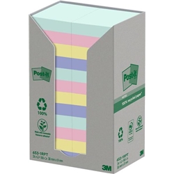 Post it Recycled Notes Assorted Colours 38x51mm 100 Sheets (Pack 24) 7100259447