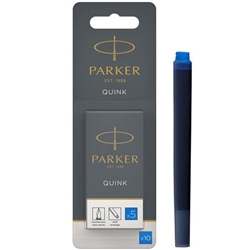 Parker Quink Long Ink Refill Cartridge for Fountain Pens Blue (Pack 10) - 1950207