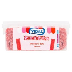 Vidal Sweets R' Fun Strawberry Belts 200 Pieces 1.3kg