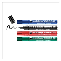 edding 2000C Permanent Marker Bullet Tip 1.5-3mm Line Assorted Colours (Pack 4) - 4-2000C-4
