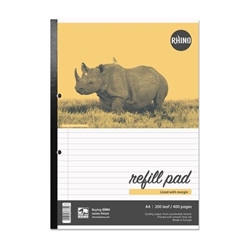 Rhino A4 Refill Pad 400 Page Feint Ruled 8mm With Margin (Pack 5) - V4DCFM-0