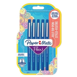 Paper Mate Flair Fibre Tip Pen Medium Point 0.7mm Blue (Pack 5) 2028647