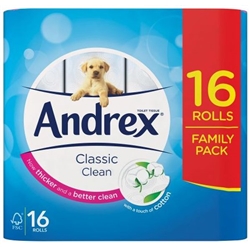 Andrex Gentle Clean Toilet Rolls White (Pack 16) 1102122