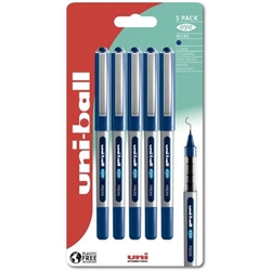 uni-ball Eye Micro UB-150 Liquid Ink Rollerball Pen 0.5mm Tip 0.3mm Line Plastic Free Packaging Blue (Pack 5) - 238212181