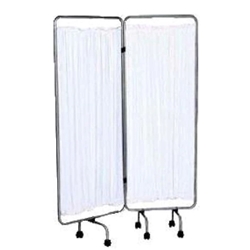 Chrome Ward Screen With Curtains (2 Section): White
