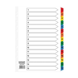 ValueX Index 1-15 A4 Card White 150gsm with Coloured Mylar Tabs - 80024DENT