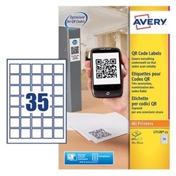 Avery QR Code Label 35x35mm 35 Per A4 Sheet White (Pack 875 Labels) L7120-25