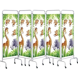 Sunflower 5 Panel Mobile Folding Ward Screen - Beige