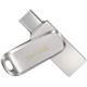 SanDisk Ultra Dual Drive Luxe 128GB USB C USB A Stainless Steel Flash Drive